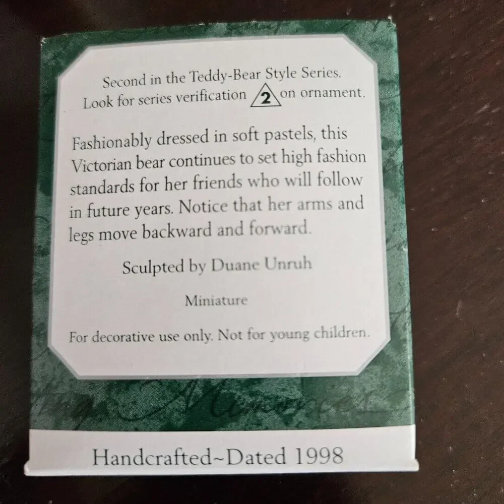 Vintage TEDDY BEAR STYLE - 1998 Hallmark Keepsake Miniature Christmas Ornament